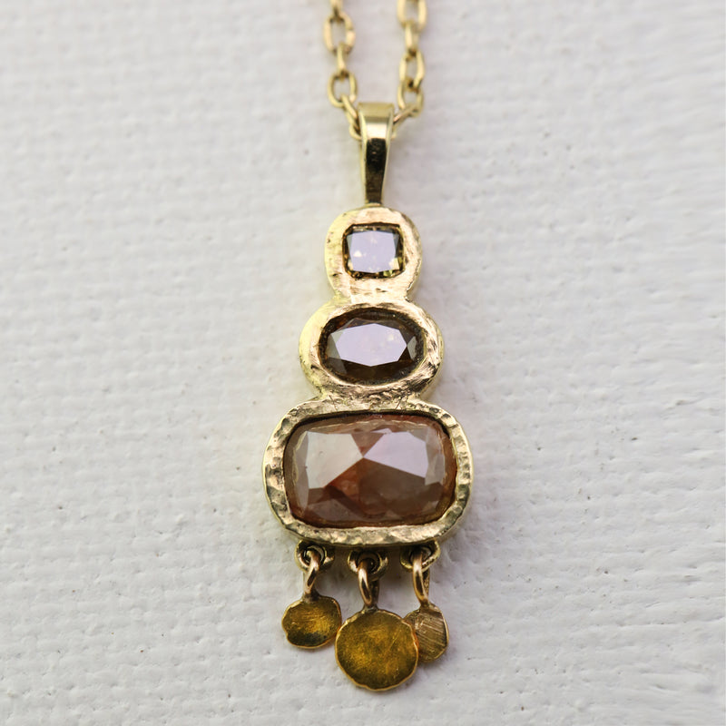 Russet Color Rose Cut Stacked Diamond Pendant