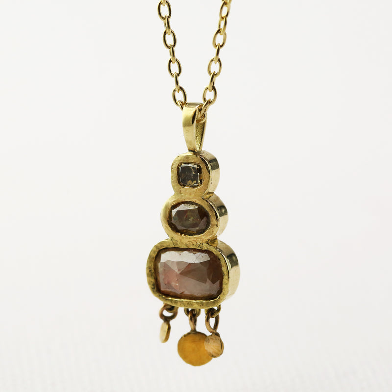 Russet Color Rose Cut Stacked Diamond Pendant