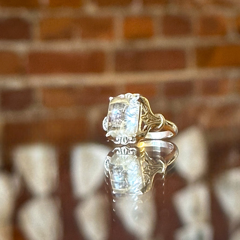 Rutilated Quartz in 14k Gold Antique Ring