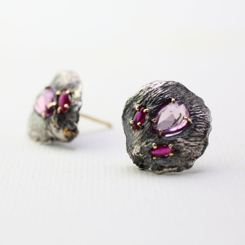 Sapphire and Ruby Petal Studs