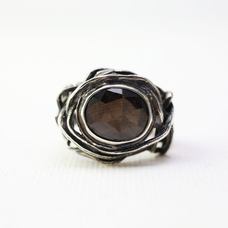 Silver Pietersite Bramble Ring