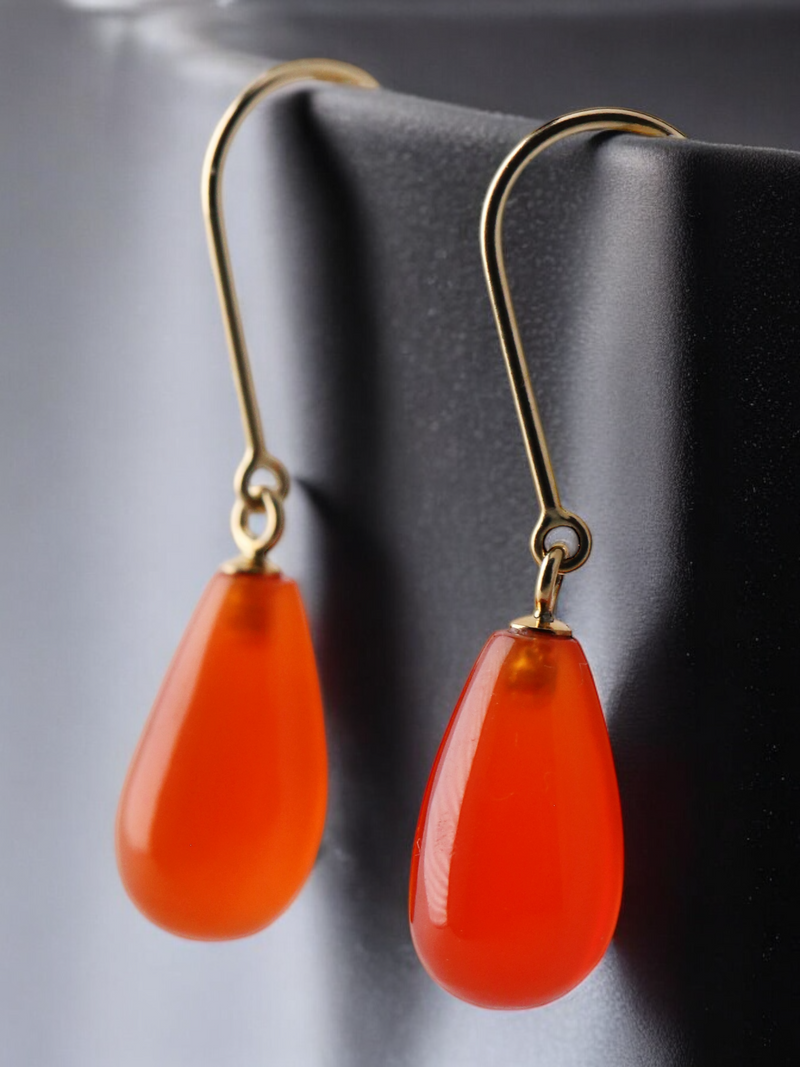 Simple Carnelian Drop Earrings