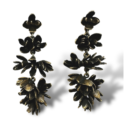 Warm Cedar Flowers Chandelier Earrings