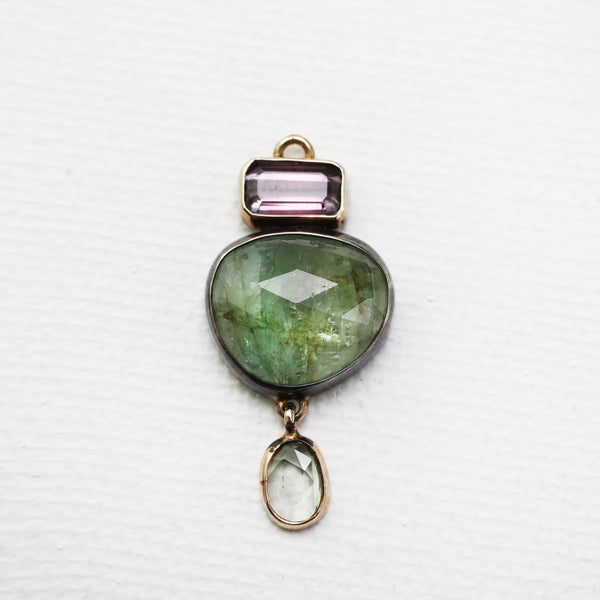 Tourmaline and Green Aquamarine Cairns Pendant