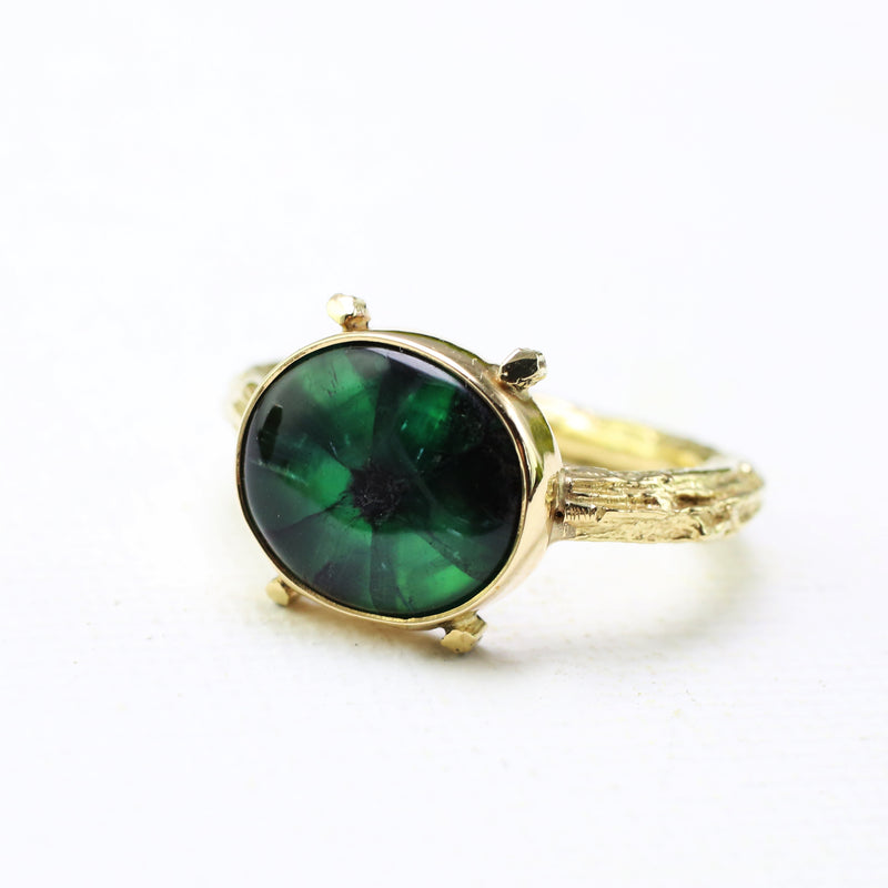 Trapiche Emerald and Gold Ring