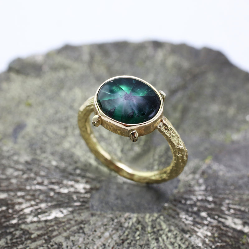 Trapiche Emerald and Gold Ring