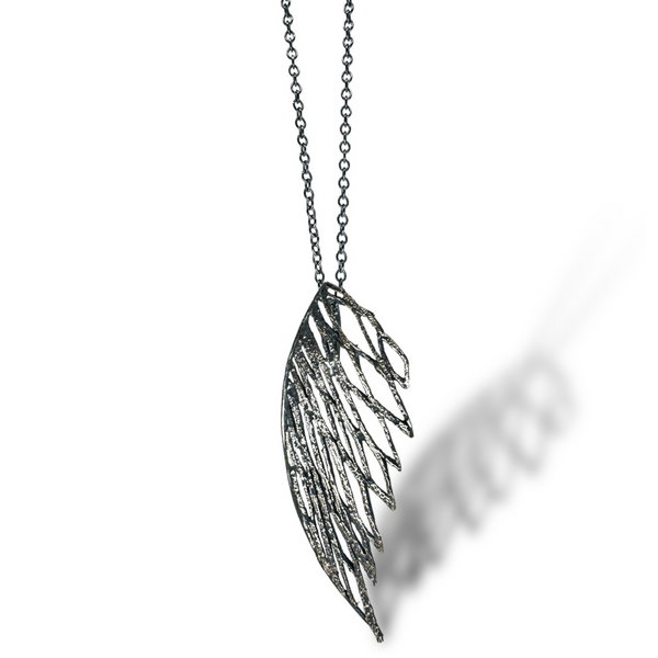 Patina Palm Single Wing Long Pendant