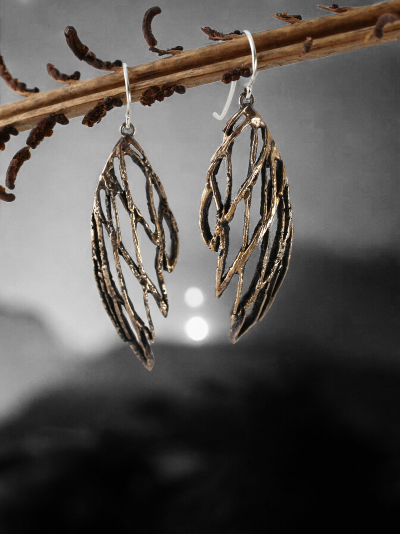 Warm Palm Small Wing French Hook Earrings