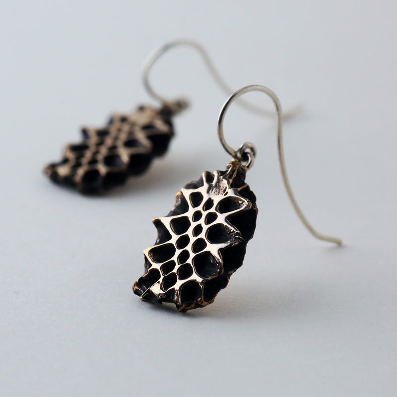 Warm Pinecone Slice French Hook Earrings