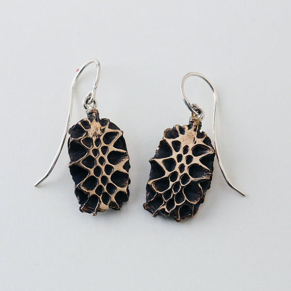 Warm Pinecone Slice French Hook Earrings