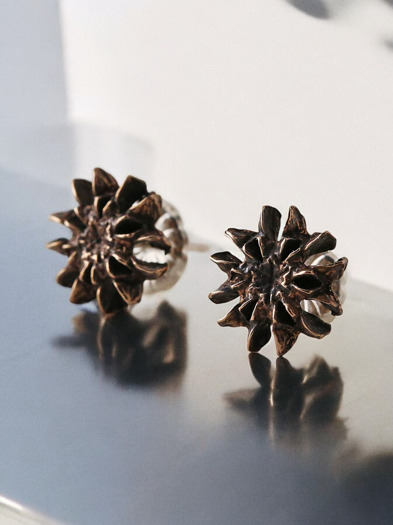 Warm Pinecone Snowflake Studs