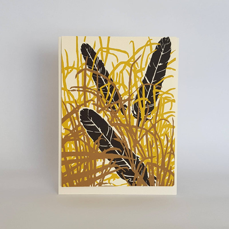 Feathers In Grass Blank Note Card / Fine Art Greeting Card