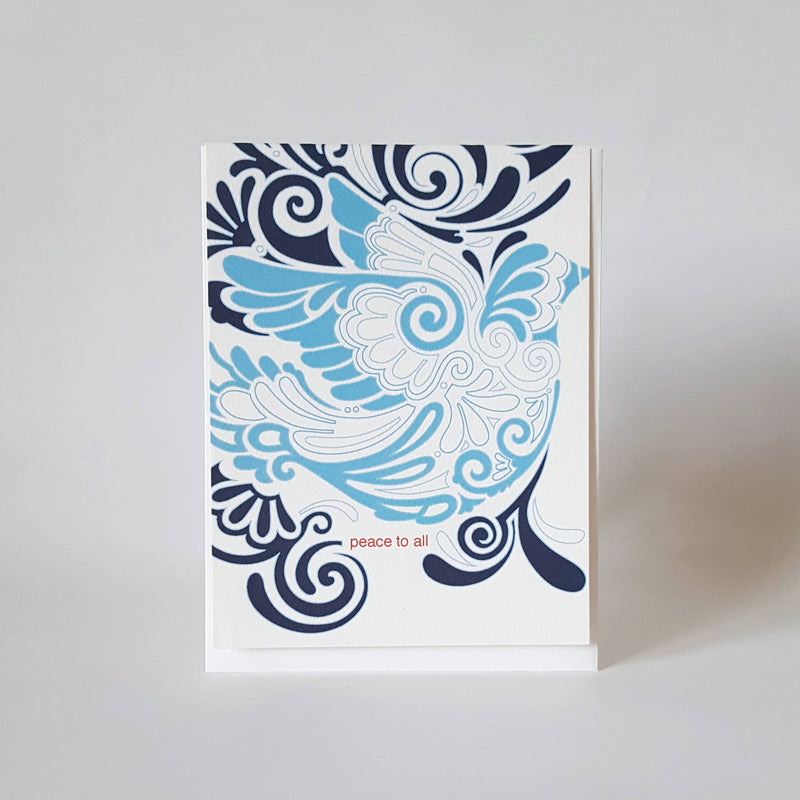 Peace to All Dove Seasonal Holiday Greeting Card