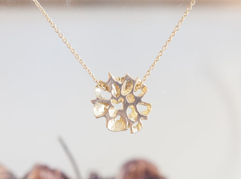 Gold Sweet Gum Small Slice Pendant