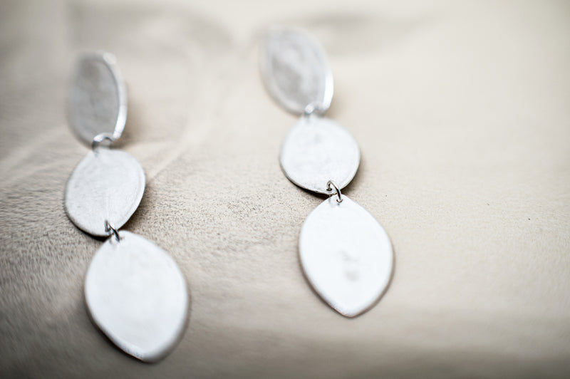 Triple Silver Leaves Earrings