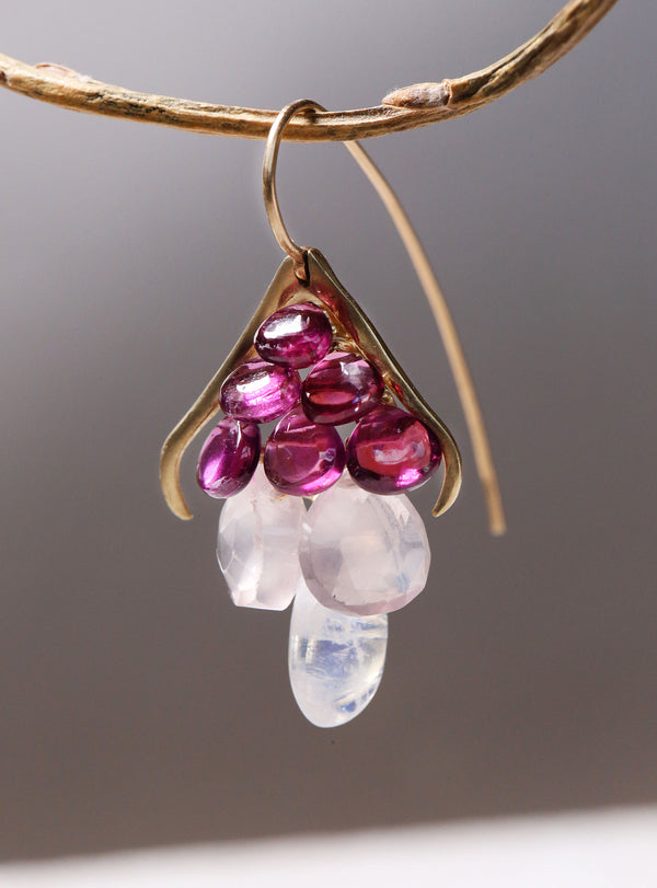 Purple Plumage Small French Hook Earrings in 14k