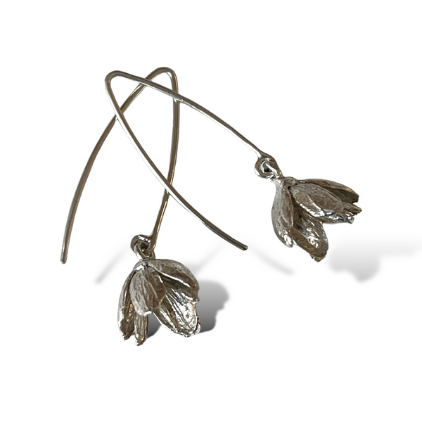 Cedar Flower Single Silver Drop Earring