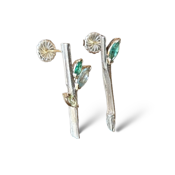 Emerald Grass Earrings, 1 1/4"
