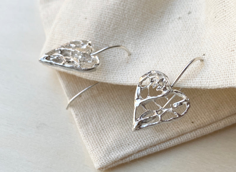 Small Sea Fan Heart French Hook Earrings