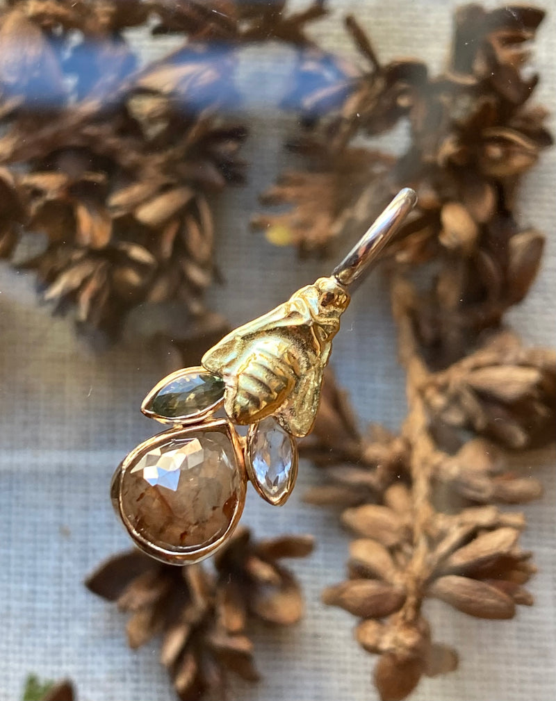 Bee, Sapphire, and Diamond Pendant