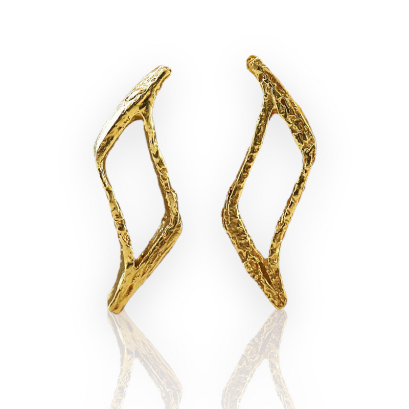 Gold Palm Single Cell Stud Earring