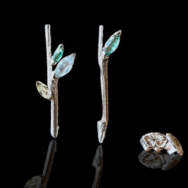 Emerald Grass Earrings, 1 1/4"