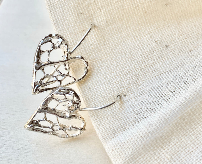 Small Sea Fan Heart French Hook Earrings